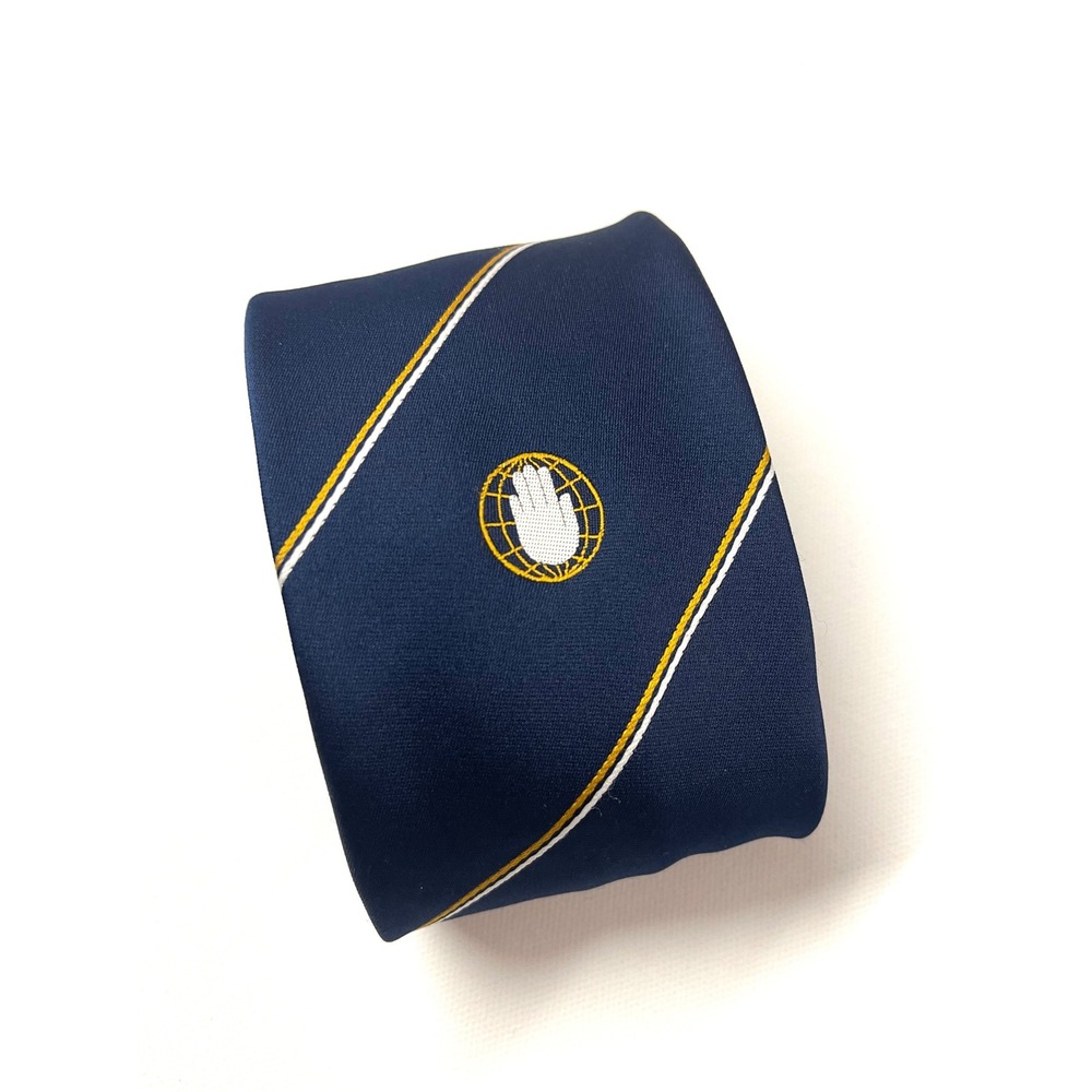 Givenchy Gentlemen Paris Vintage Navy Blue Silk Blend Striped Globe Hand Tie